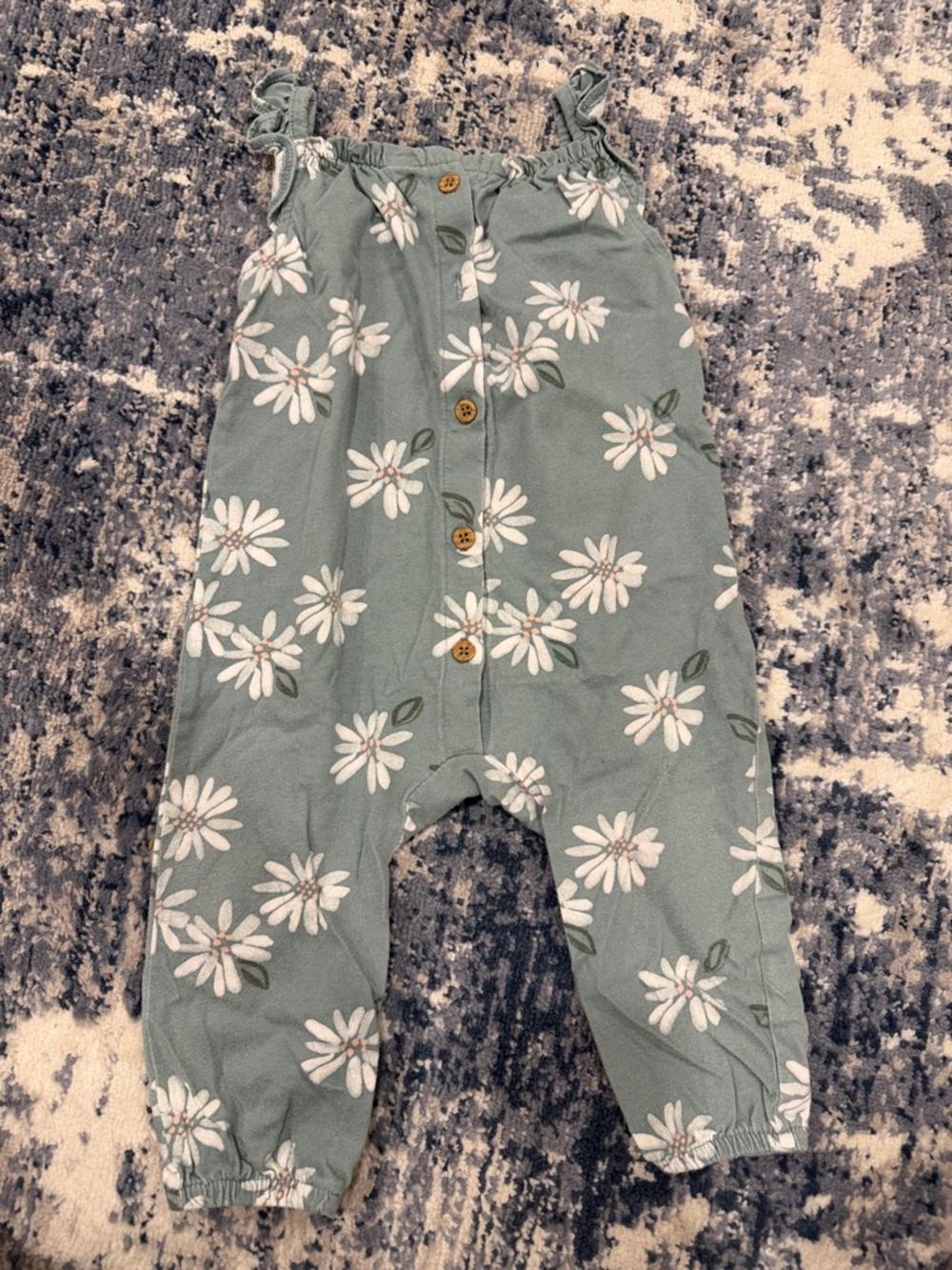 Girls' Green Daisy Print Romper